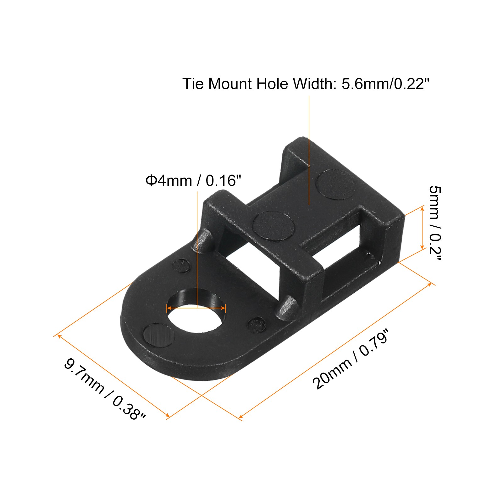 500pcs Cable Tie Base Saddle Type Mount Wire Holder 0.79"x0.38"x0.2" 0.16" Dia gallery