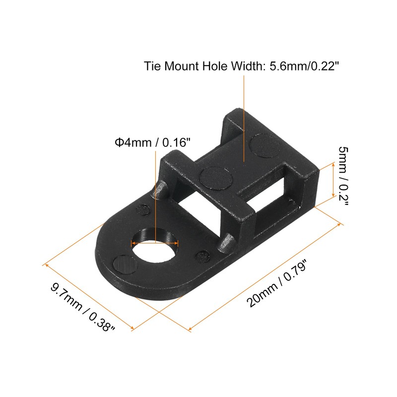 500pcs Cable Tie Base Saddle Type Mount Wire Holder 0.79"x0.38"x0.2" 0.16" Dia gallery