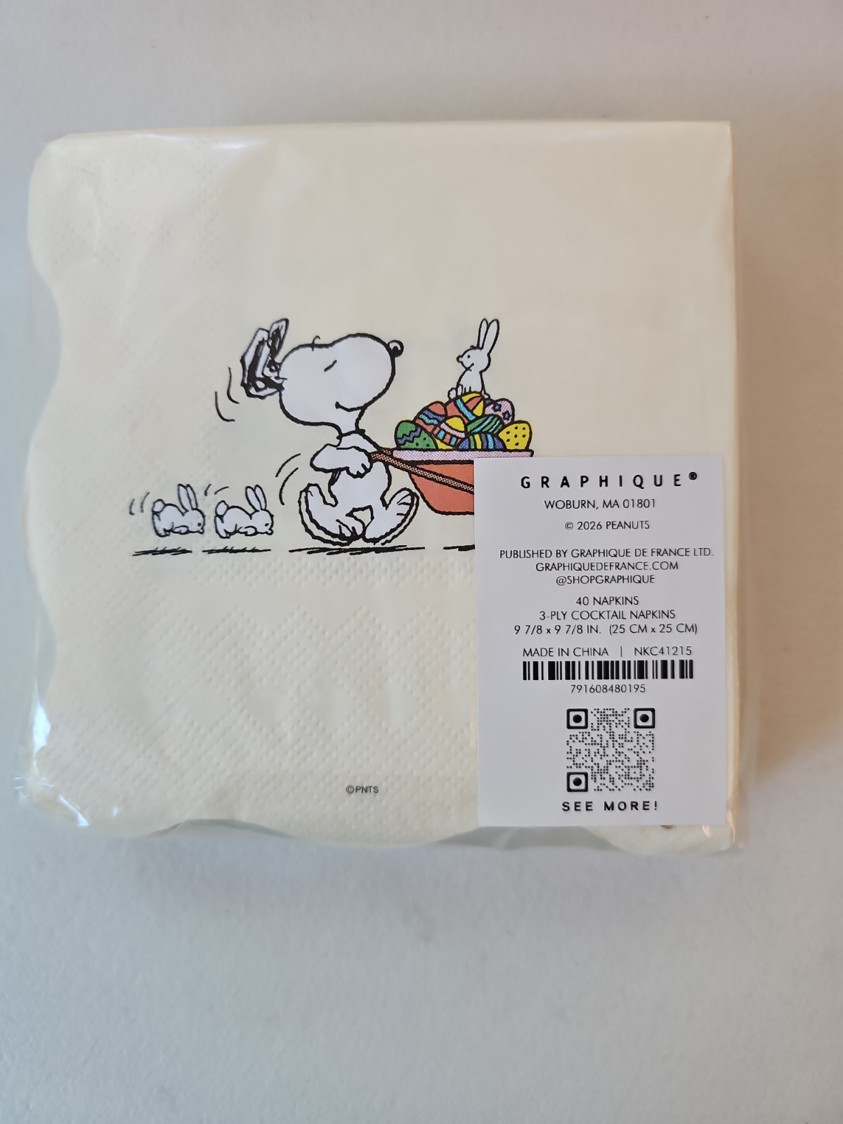 Graphique Peanuts Snoopy Easter Spring Cocktail Napkins 40ct NEW 25 CM X 25 CM gallery