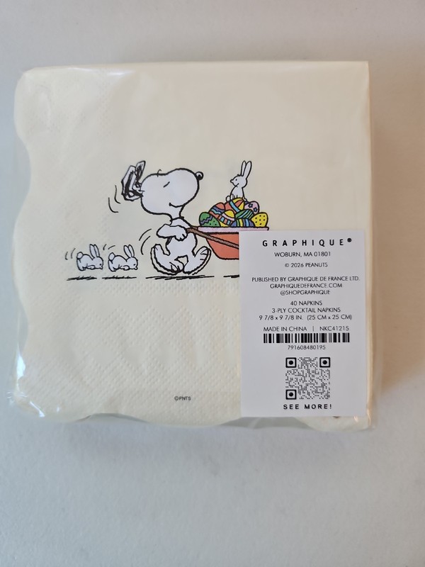 Graphique Peanuts Snoopy Easter Spring Cocktail Napkins 40ct NEW 25 CM X 25 CM gallery