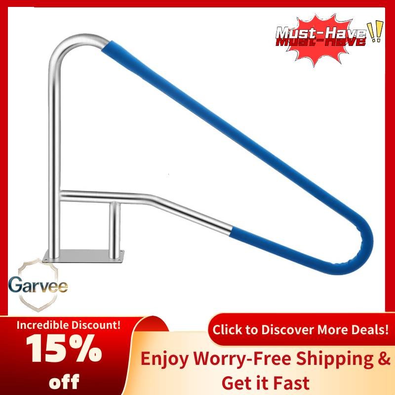 Pool Handrail 55x32" 375LBS 304 Stainless Steel Nylon Blue Grip Cover for Ingrou gallery