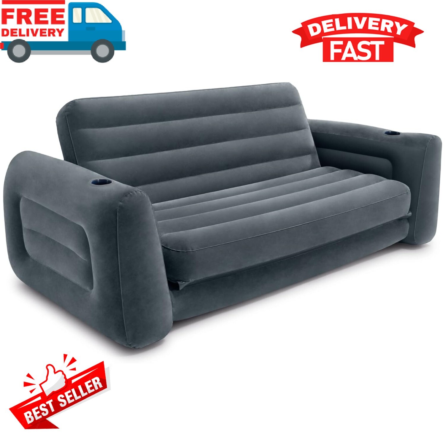 Sofa Bed Sleeper Queen Size Inflatable Air Folding Futon Convertible Couch Gray gallery