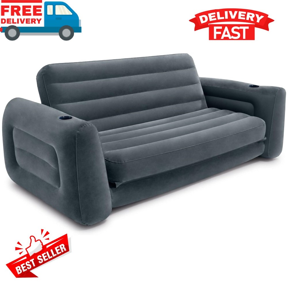 Sofa Bed Sleeper Queen Size Inflatable Air Folding Futon Convertible Couch Gray