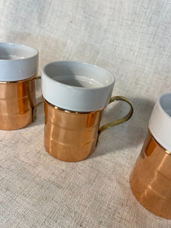 DAEWOO 4 COPPER/CERAMIC COFFEE MUG SET~Glasses*Tumblers gallery