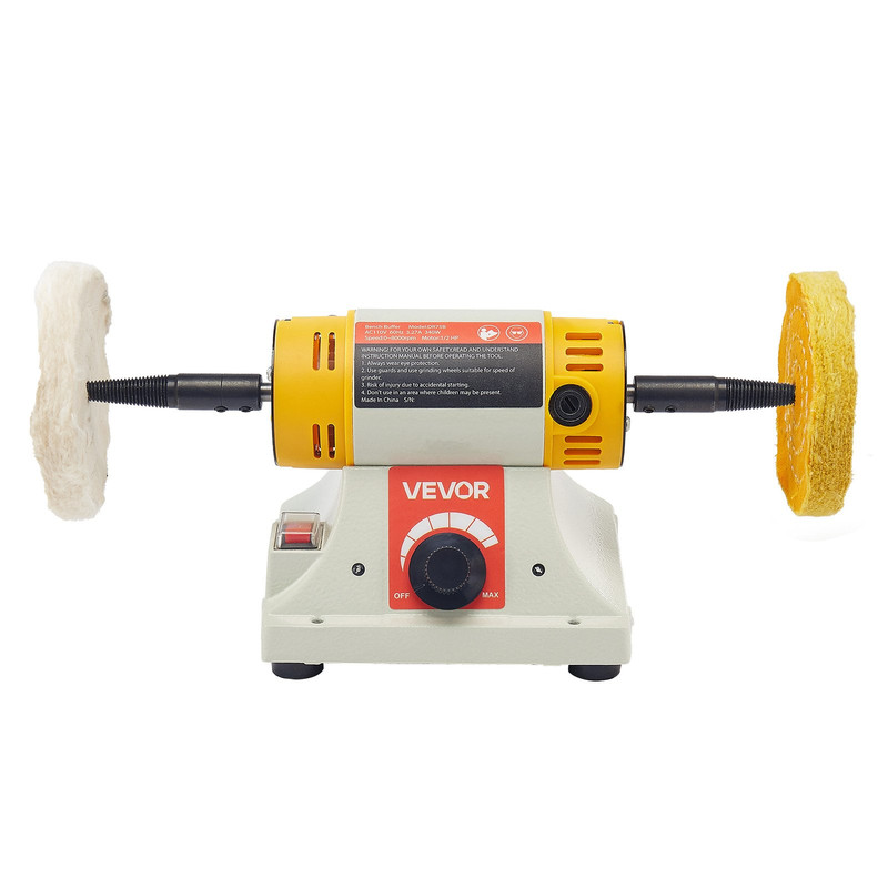 VEVOR Bench Buffer Polisher, 1/2HP Polishing and Buffing Machine, 0 to 8000RPM B gallery