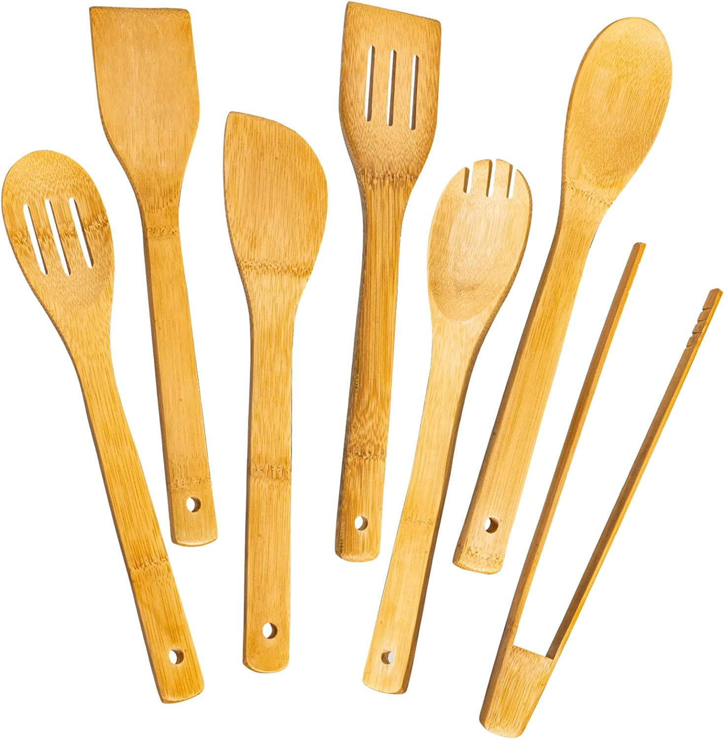 Bamboo Wooden Cooking Utensils Set 7 Piece Nonstick Kitchen Spoon Set gallery