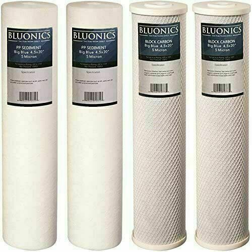 BLUONICS Replacement Water Filters Carbon Block & Sediment 4.5" x 20" Cardridges gallery