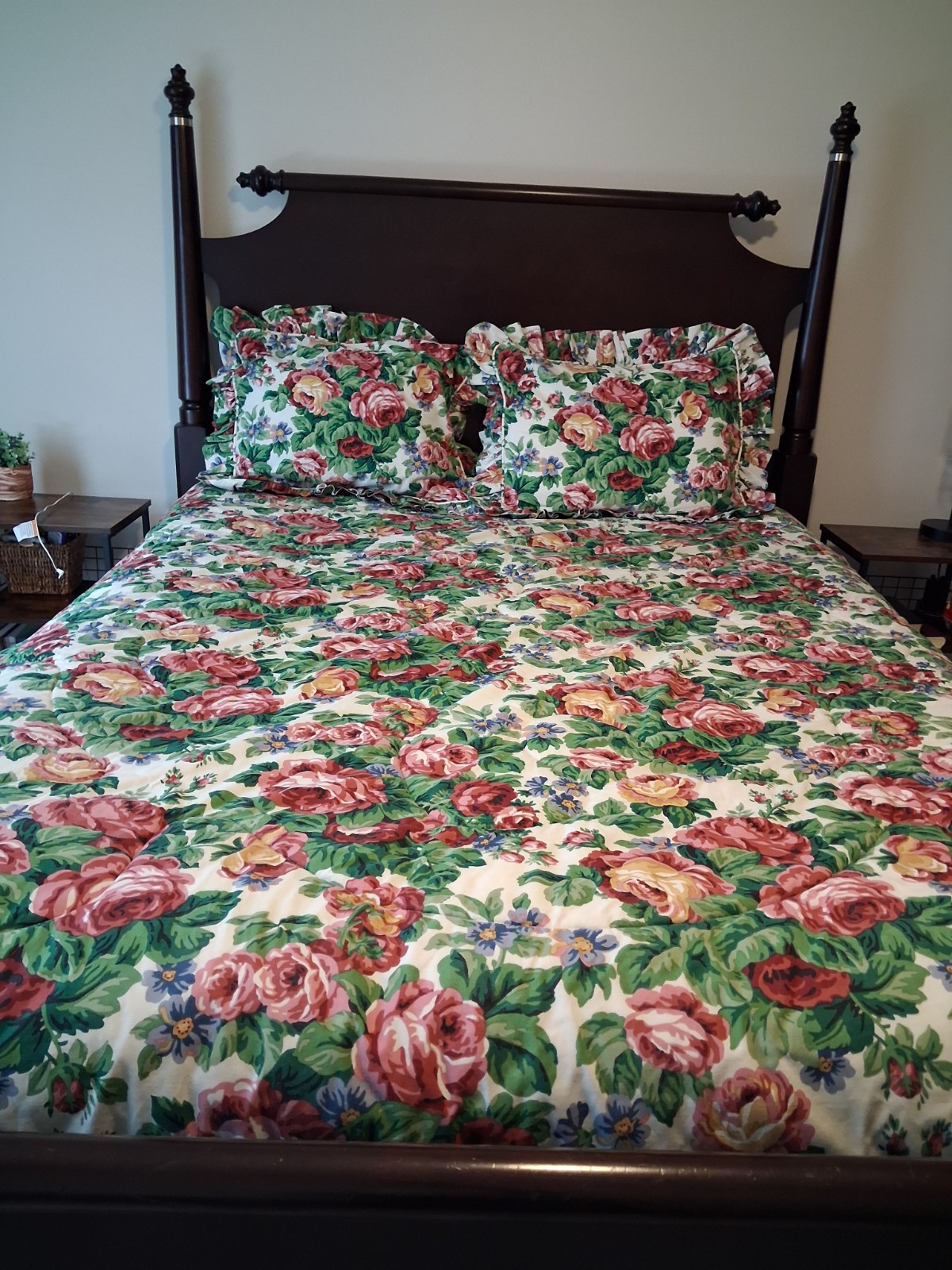 90s Longaberger Reversible Full Queen Comforter 2 Shams Set Sentimental Rose gallery