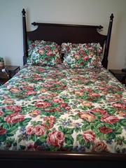 90s Longaberger Reversible Full Queen Comforter 2 Shams Set Sentimental Rose