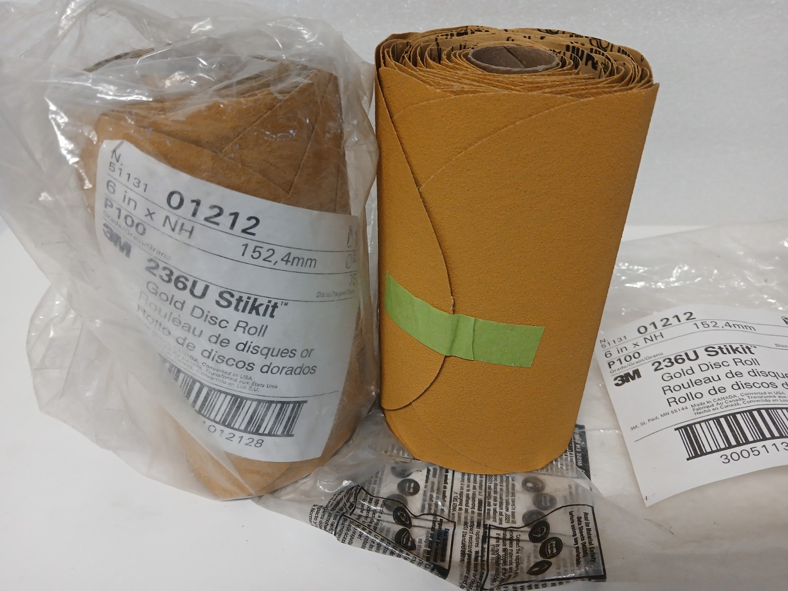 2Rolls 3M 01212 Stikit Gold Sanding Disc Roll, 6 In, P100 Grit, 2x75 = 150 Discs gallery