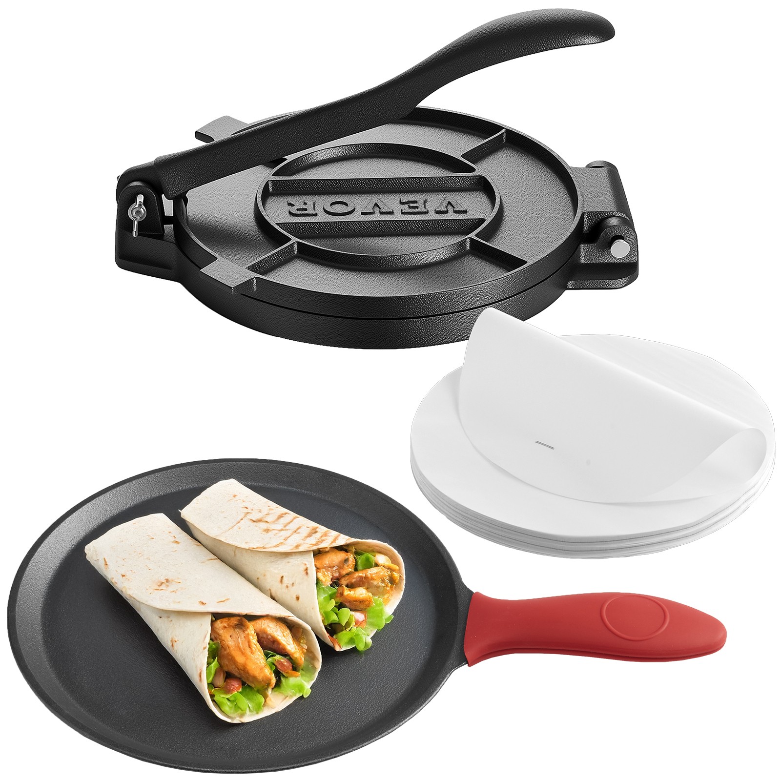 VEVOR 10 Inch Tortilla Press Chapati Maker Roti Dough Maker Heavy Duty Cast Iron gallery