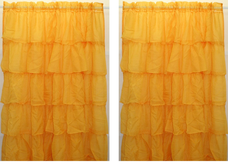 2PC Gypsy Ruffled Sheer Layered Curtain Panel Bouffant Crushed Ruffles Lorraine gallery