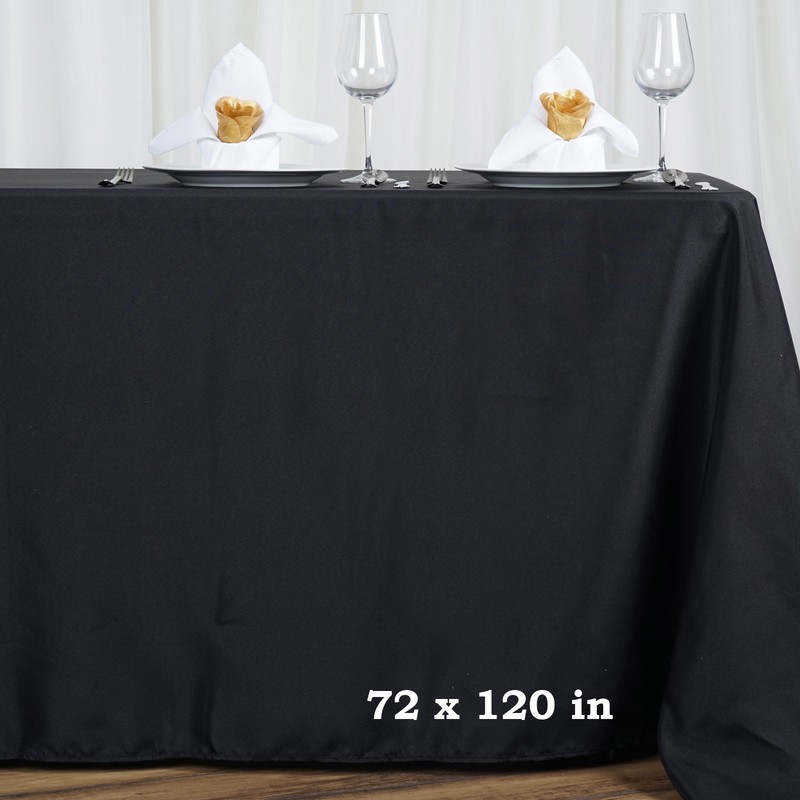 BLACK 72x120 RECTANGLE POLYESTER TABLECLOTH Wedding Catering Dinner Decorations gallery