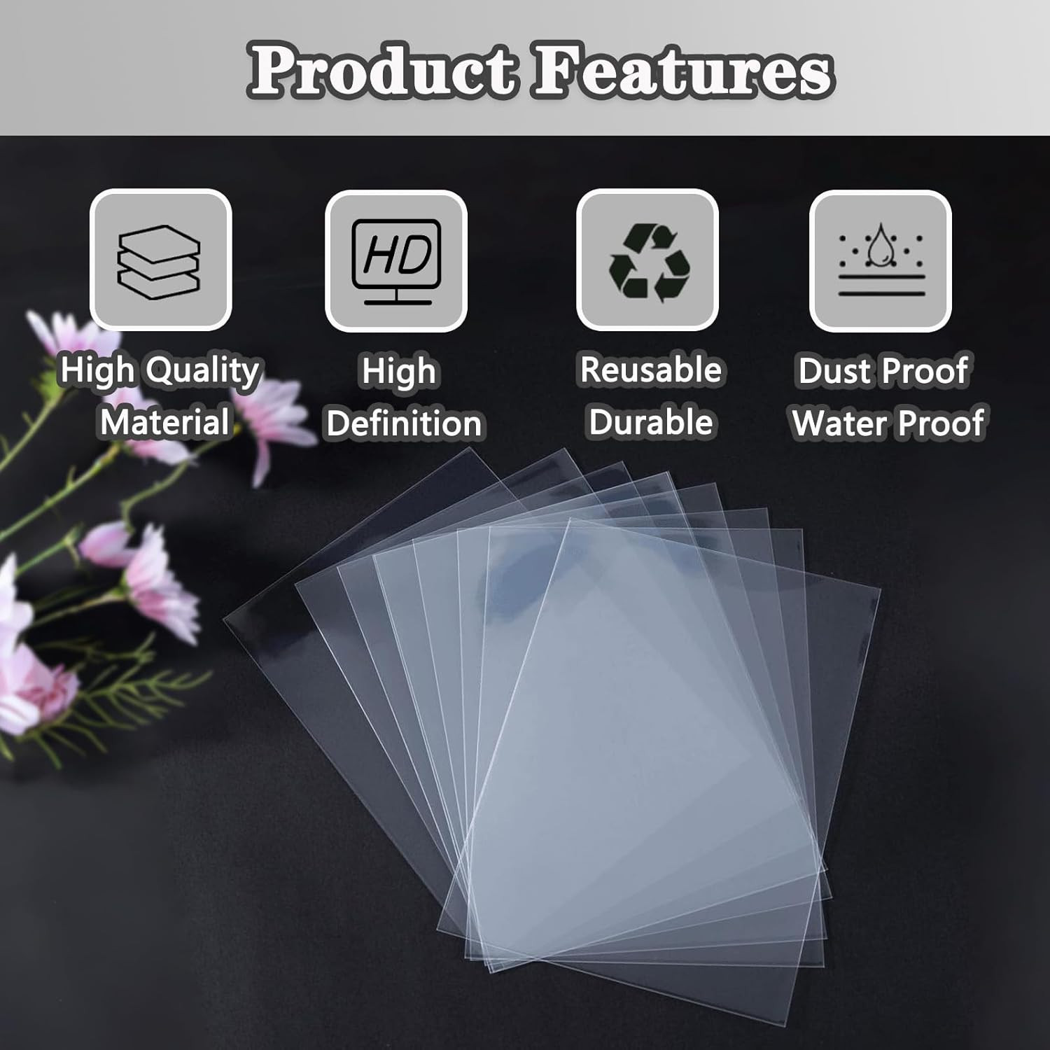 100 Pcs 3x5 Inch Clear Recipe Card Protectors Index Card Sleeves for Cookbook gallery