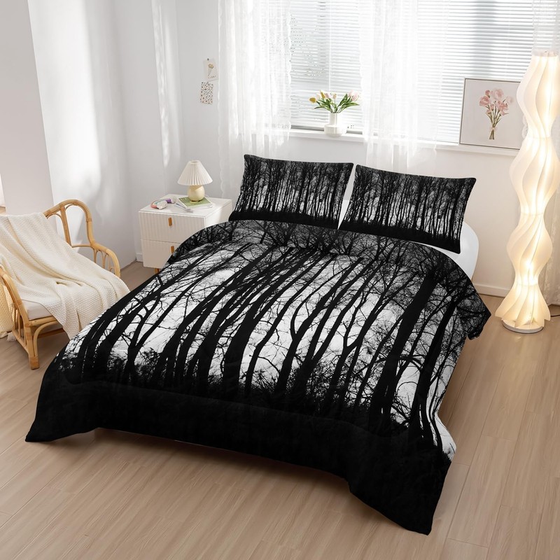 Grey Landscape Rustic Woodland Pine Tree Bedding Comforter Sets Full Size Rus... gallery