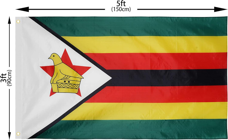 DANF Zimbabwe Flag 3X5 Ft Thick Polyester, Fade Resistant, Brass Grommets, Canva gallery