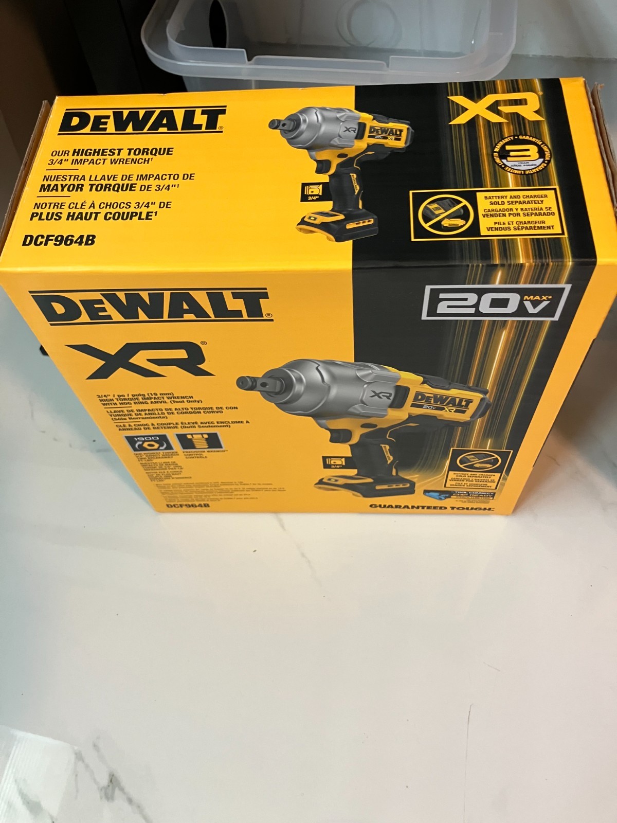 Dewalt DCF964B MAX 20V 3/4" High Torque Cordless Impact Wrench Kit~NEW SEALED! gallery