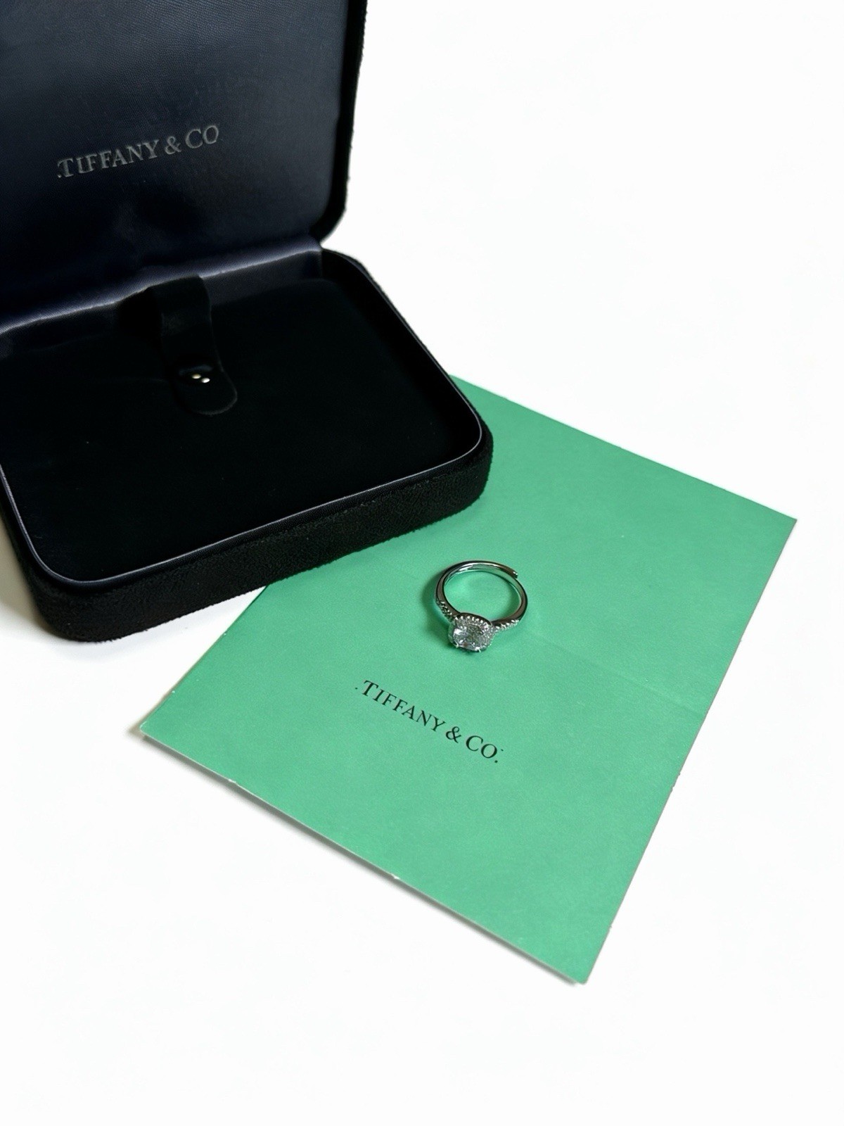 Tiffany & Co. 18k White Gold Diamond Solitaire Ring Size 7 gallery