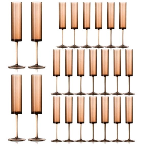 24 Pack Acrylic Amber(Dark Orange) Champagne Glasses gallery