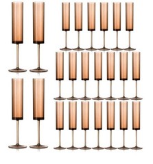 24 Pack Acrylic Amber(Dark Orange) Champagne Glasses