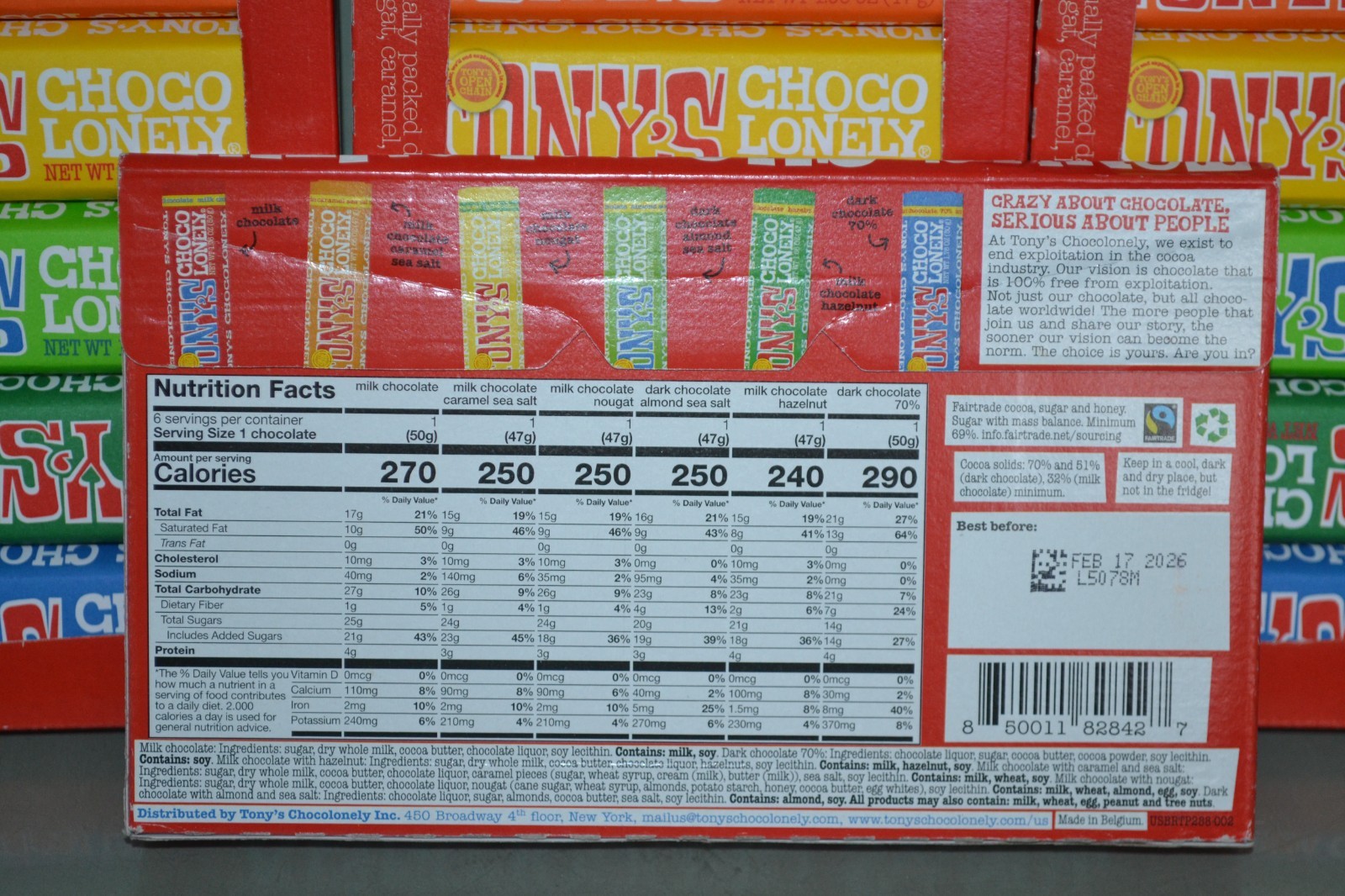 (4) Tony's Chocolonely Chocolate Bar Variety Packs, 6 In Each, Best Before 01/27 gallery