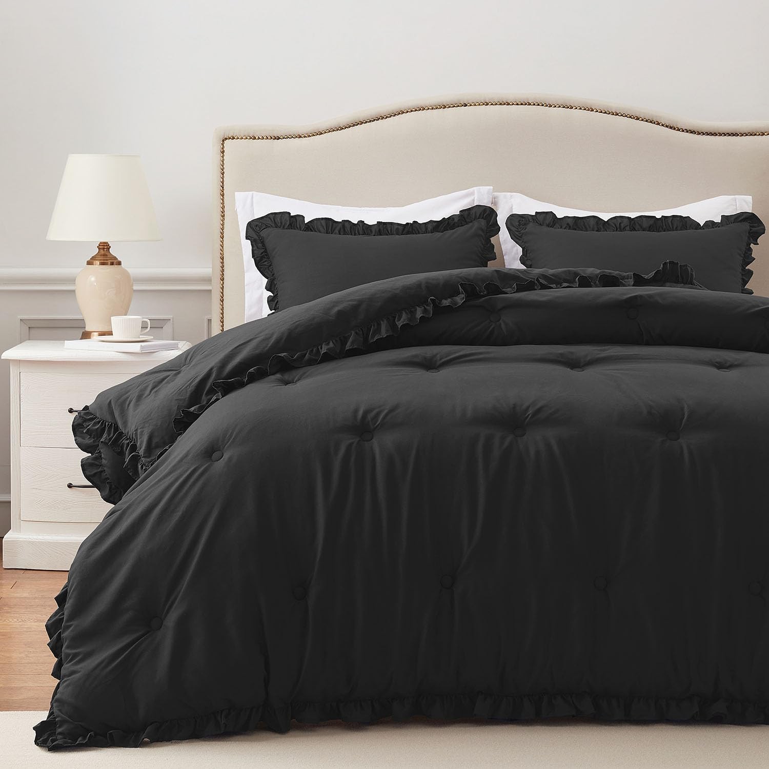 King Comforter Set Black - Ruffle Comforter for King Size Bed, Fluffy King Size gallery