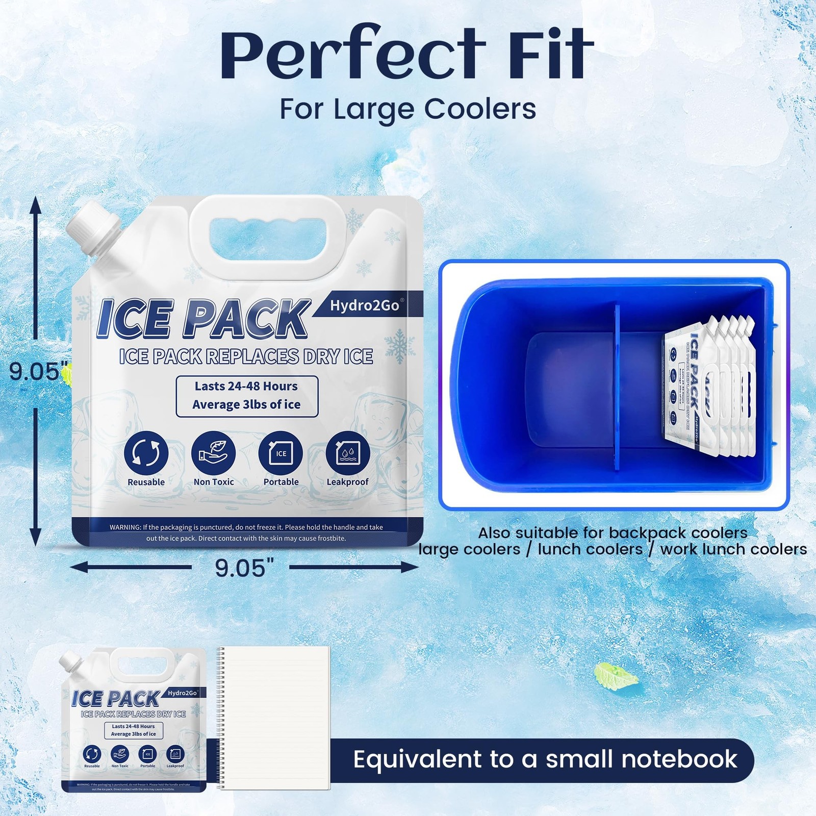 Hydro2Go Reusable Ice Packs for Cooler - Long Lasting Cold Freezer Packs for ... gallery
