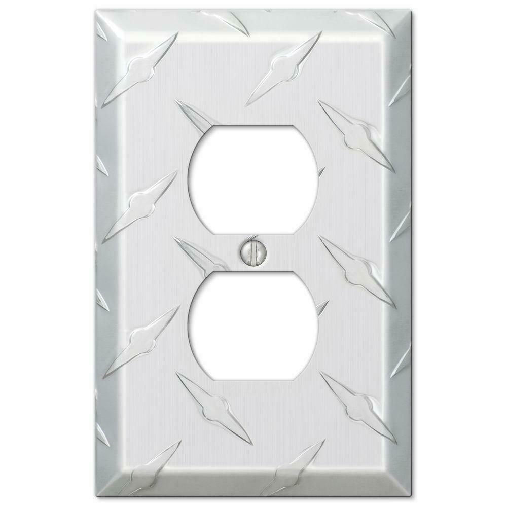 Single 1 Duplex Outlet Switch Wall Plate Cover Decorative White Nickel Steel Lot gallery