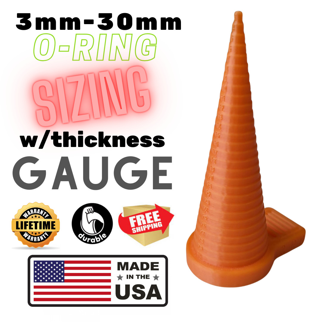 O-Ring Gauge Sizing Cone Measuring Tool 3mm-30mm & thickness chart Orange gallery
