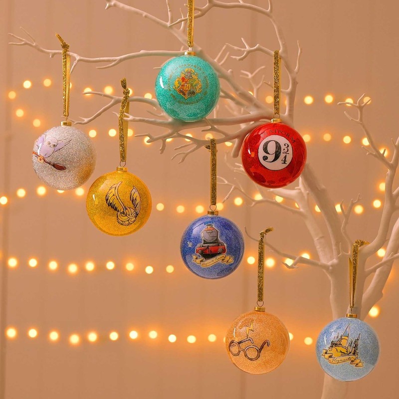 Harry Potter Christmas Tree Decorations Baubles 70mm Set of 7 gallery