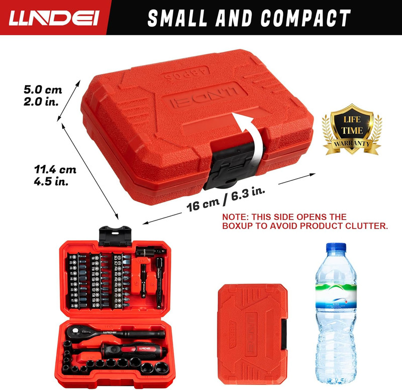 48 Pcs 1/4 Inch Mini Socket Ratchet Set Metric 4-14mm CR-V Tool Kit gallery
