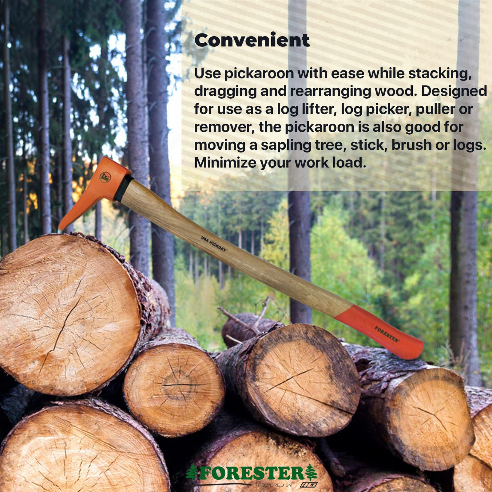 FORESTER Hookaroon Pickaroon Logging Tool - 28 Inch USA Hickory Handle Forged... gallery