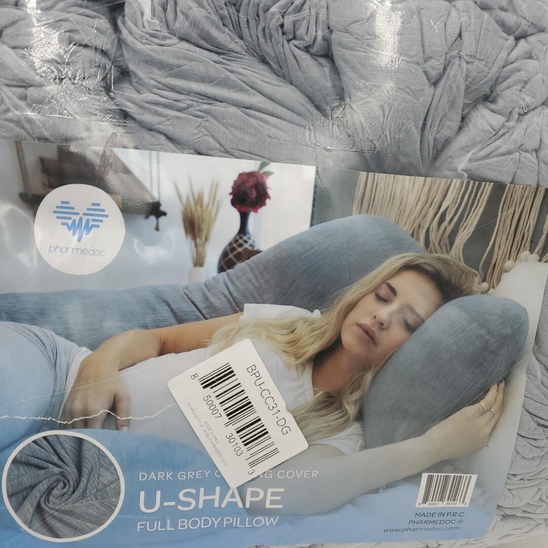 PharMeDoc Pregnancy U Shaped Full Body Maternity Pillow Grey Cooling Cover New gallery