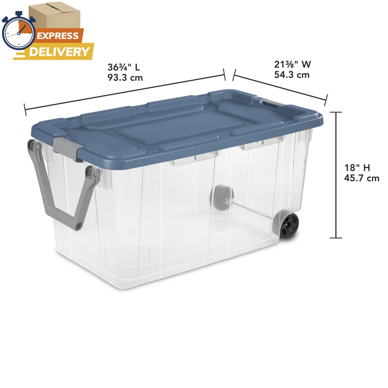 Extra-Large Wheeled Rugged Storage Bin, 160 Quart Durable, Blue, 2 Pack ✌️👍 gallery