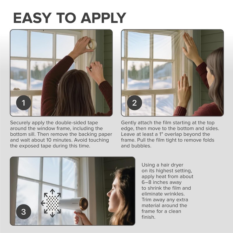 X-Protector Window Insulation for Winter - 42in x 62in (6 Pack), Transparent gallery