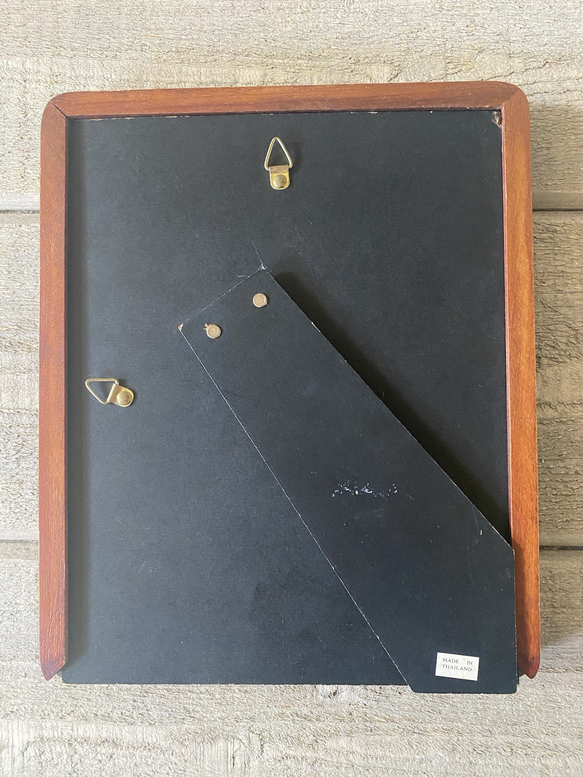 Vintage Teak Picture Frame Minimalist Mid Century Easel Back Thailand gallery