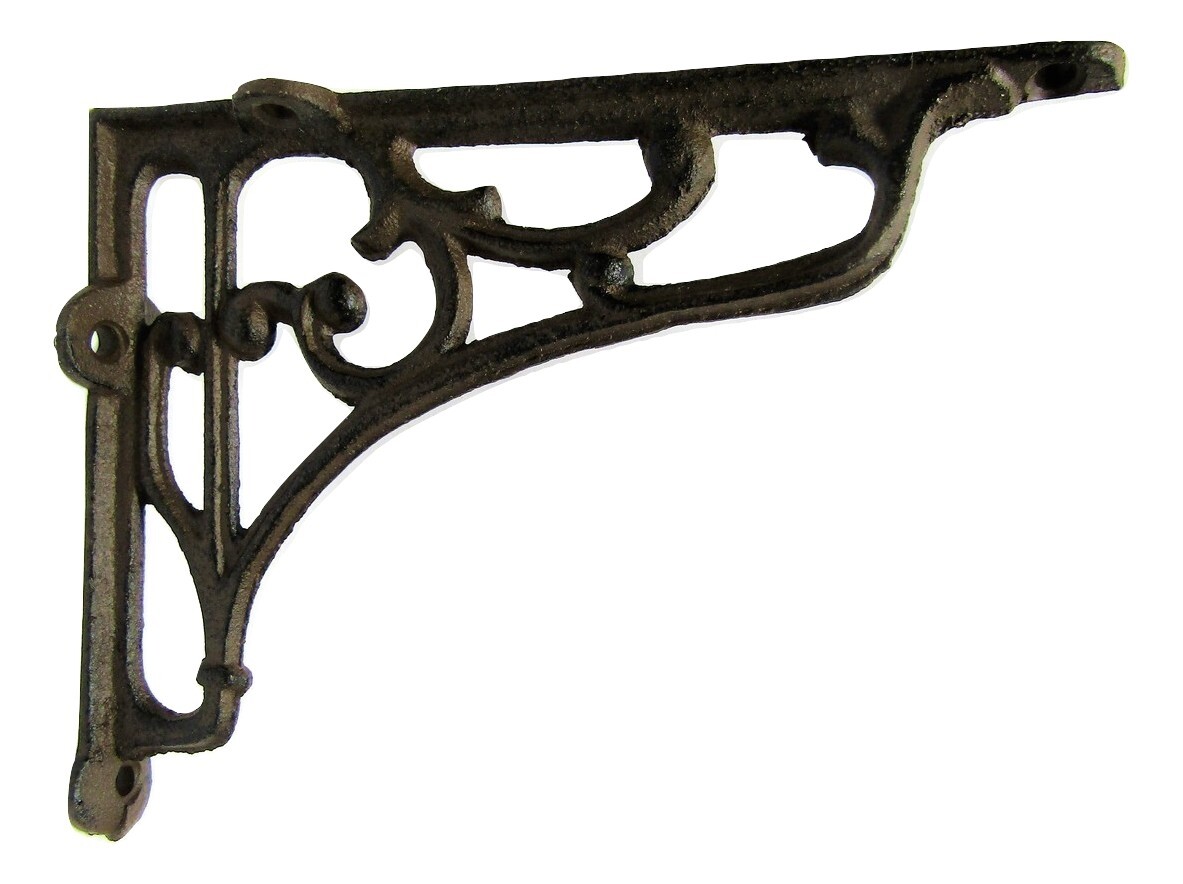 Set of 4 Cast Iron Shelf Brackets Classic 5" x 6.5" Hanger New Antique-Style gallery
