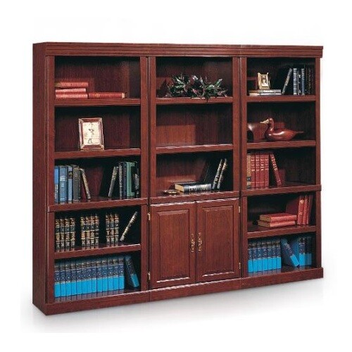 Cherry Finish 5 Shelf Bookcase Wooden Bookshelf Adjustable Shelves Storage Home gallery