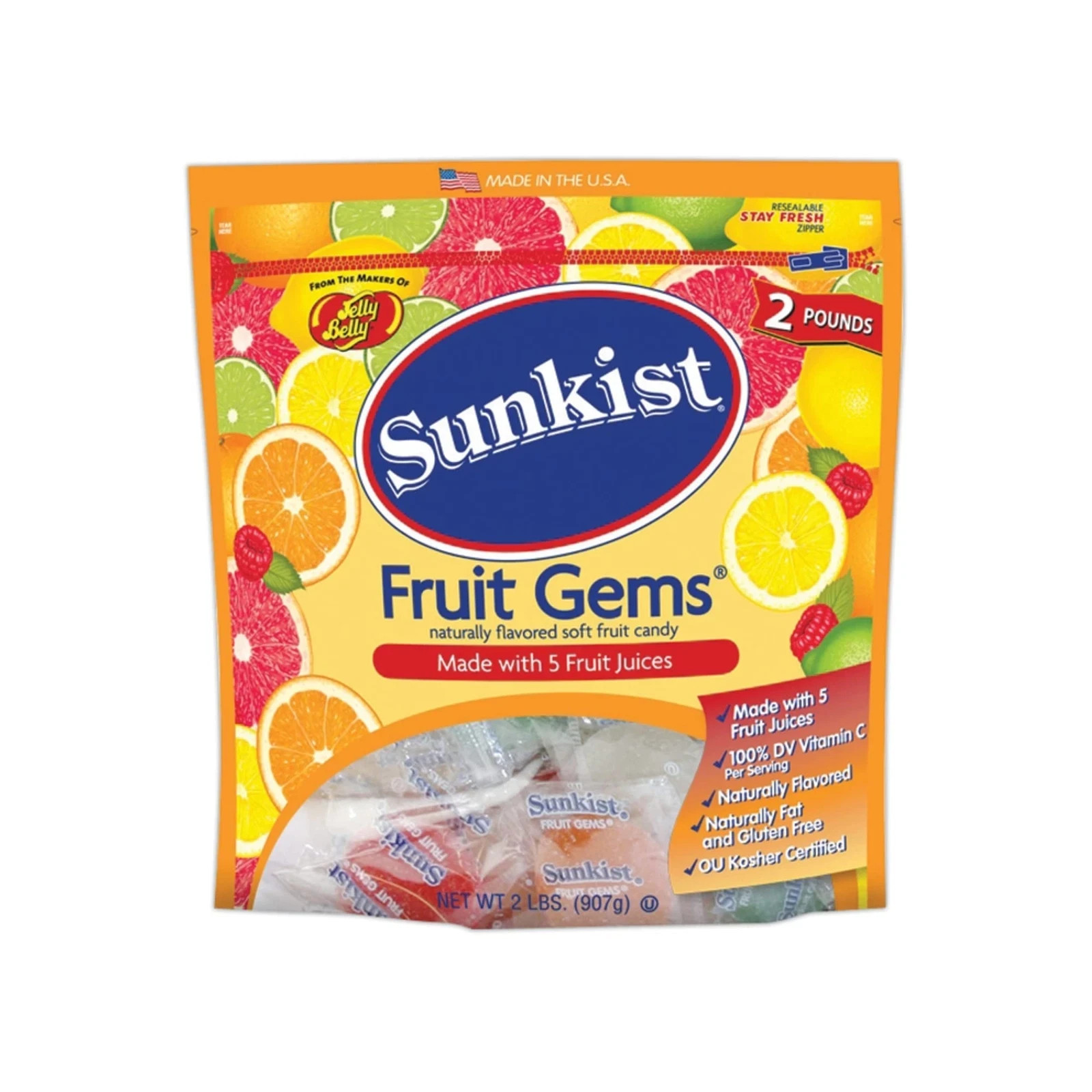 Sunkist Fruit Gems Soft Candy Assorted Natural Flavors 2lb | CHRISTMAS SALE! gallery