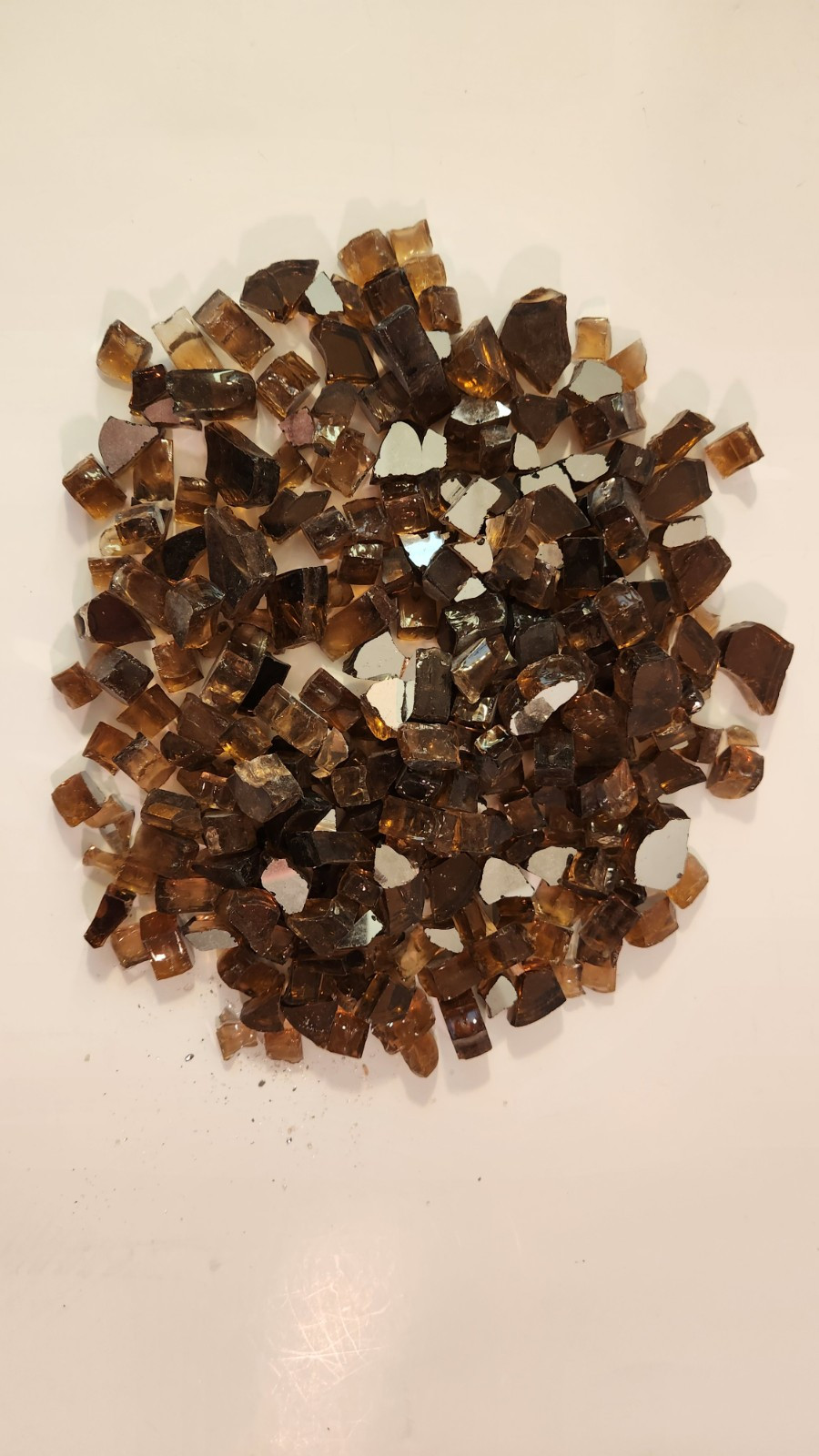 7 1/2 LBS FIRE GLASS FOR FIREPLACE OR FIRE PIT 3/8" TO 3/4" - AMBER & REFLECTIVE gallery