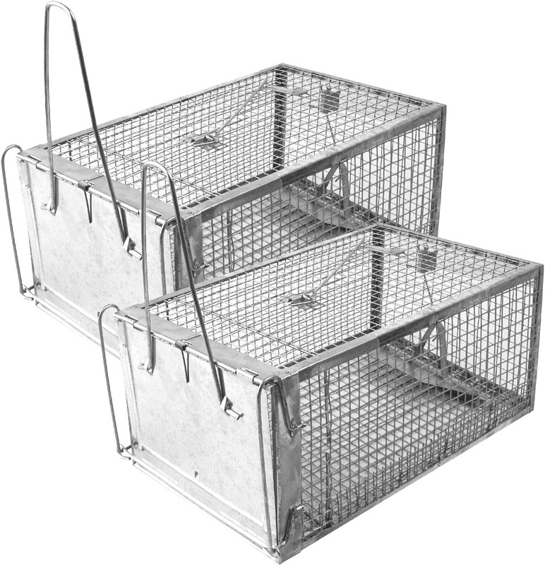 2 PACK Medium Humane Rat Cage Trap Easy Catch and Release Live Animal Trap Metal gallery