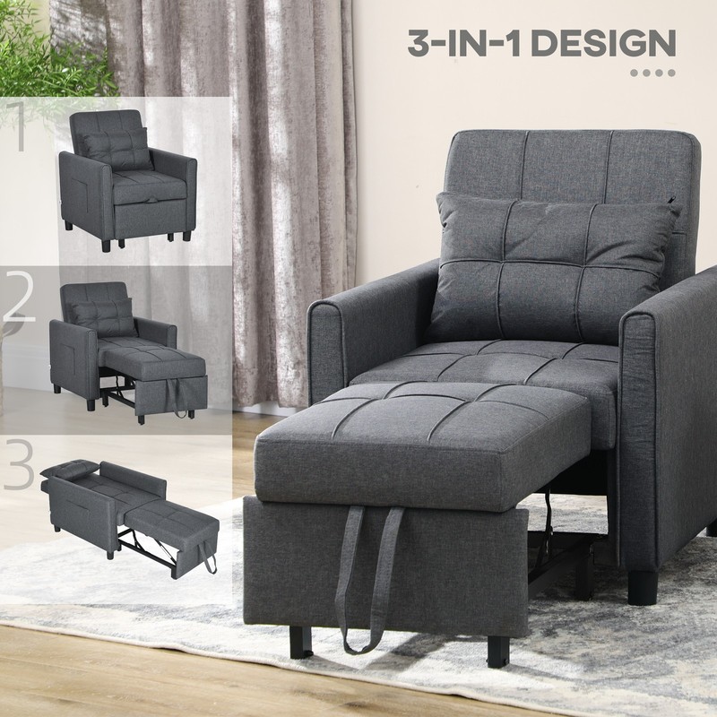 Folding Sofa Bed Pull Out Convertible Chair Bed w/ Adjustable Backrest Pillow gallery