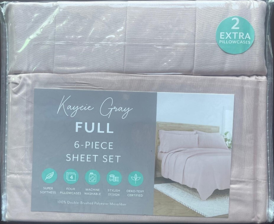 Kaycie Gray 6-Pc Full Sheet Set 100% Super Soft Luxury Plus 2 Extra Pillowcase gallery