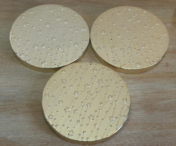 BATH & BODY WORKS CANDLE LIDS ONLY DECORATIVE RAISED SILVER STARS PATRIOTIC STAR gallery