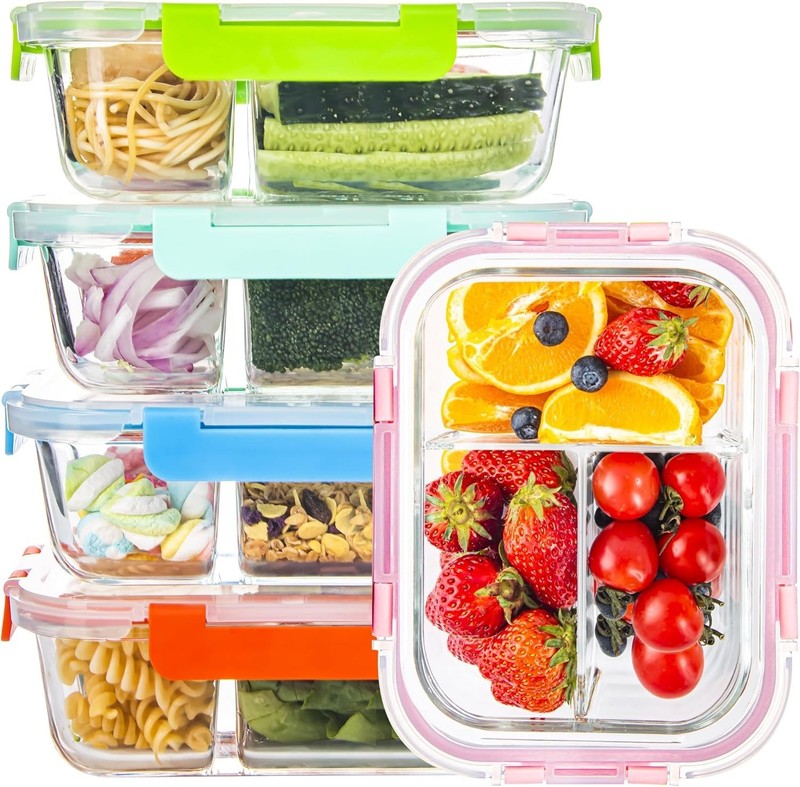 Glass Food Storage Containers 3 Compartment with Lids 5 Pack 34Oz Divided Glass gallery
