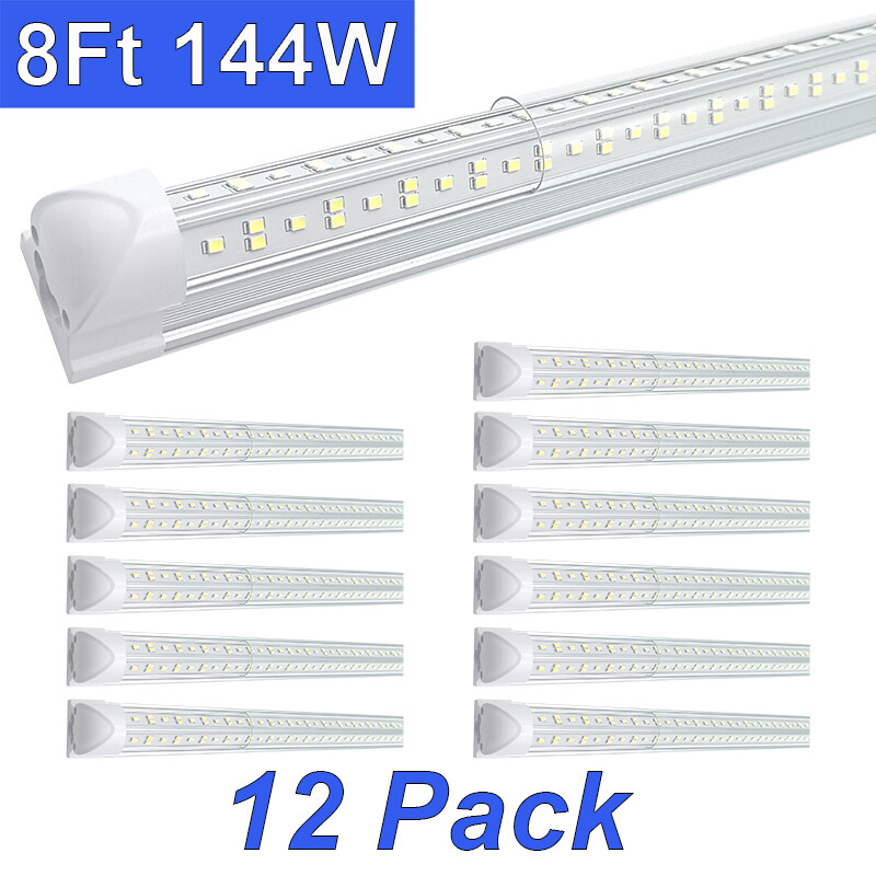 12 Pack LED Ceiling Light 8FT 144W 6500K Daylight T8 Integrate Fixture V Shaped gallery