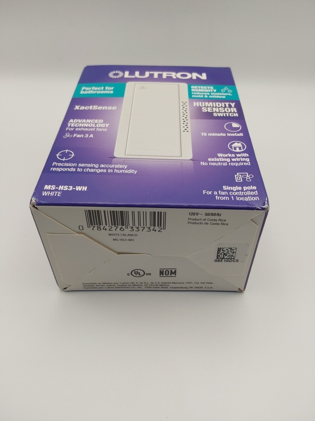 Lutron Xactsense Humidity Sensor Switch for Bathroom Exhaust Fans Single-Pole B gallery