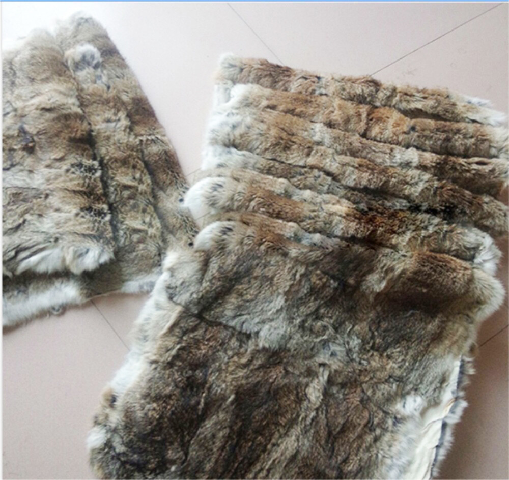 100% Real Fur Throw Rabbit Fur Blanket Carpet Luxury Warm Bedspread Natural Tan gallery