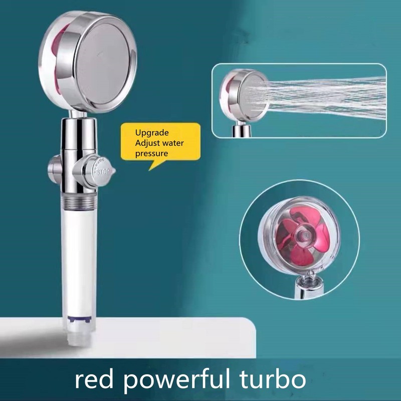 Shower Head Water Saving Flow 360 Degrees Rotating With Small Fan ABS Rain High gallery