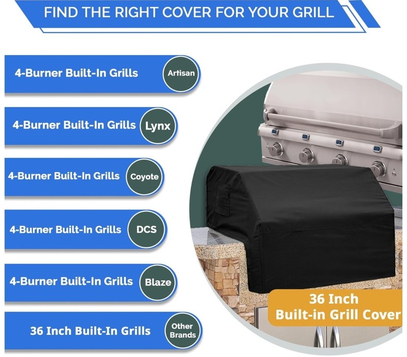 Built-in BBQ Grill Cover PVC-Coated Polyester Elastic Hem Snug Fit 36x24x24 gallery